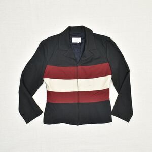 XOXO Vinatge Full Zip Blazer Jacket Polyester Multicolor Sriped L Made in USA